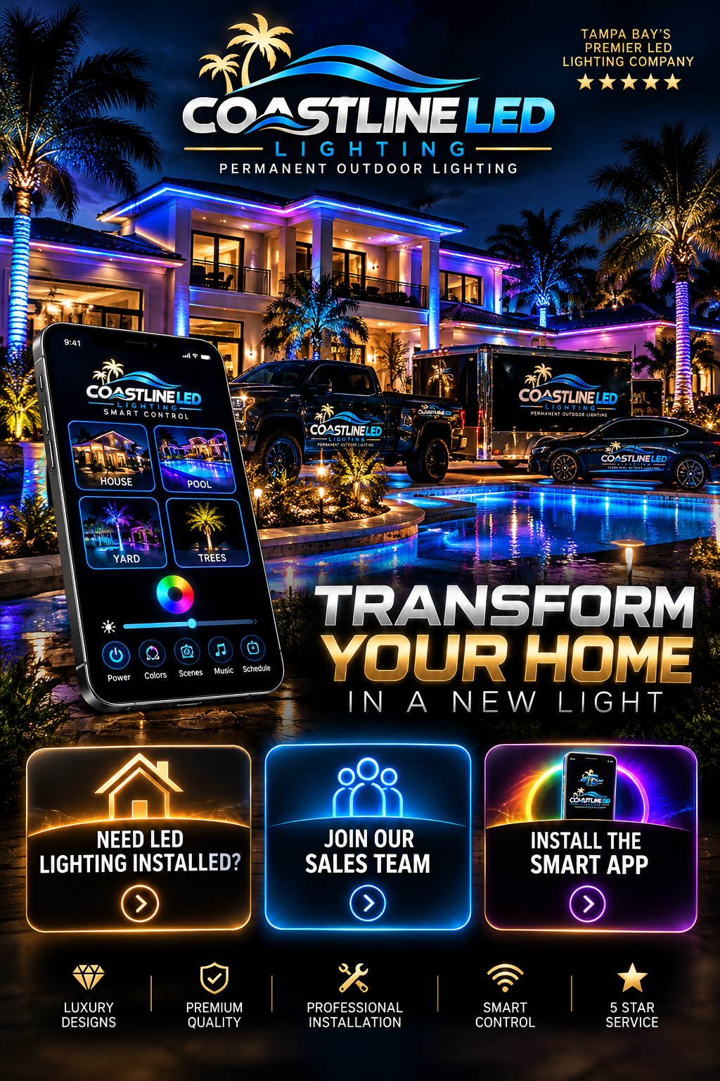 Coastline LED Lighting luxury outdoor lighting, with free quote and sales team options